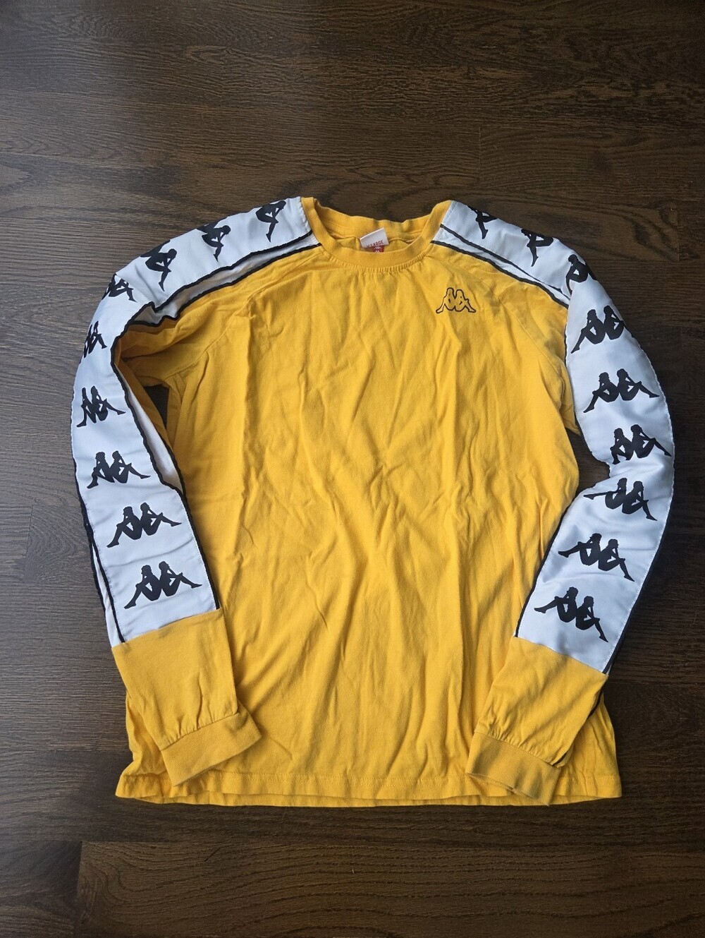 Kappa Womens Yellow Long-Sleeve Logo Track Shirt Sz.XL